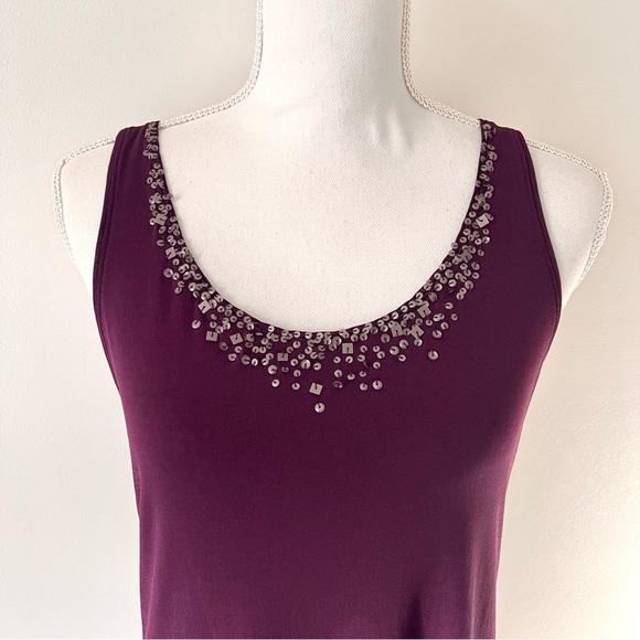 Eileen Fisher Purple Silk Sequin Tank Top - Picture 6 of 14